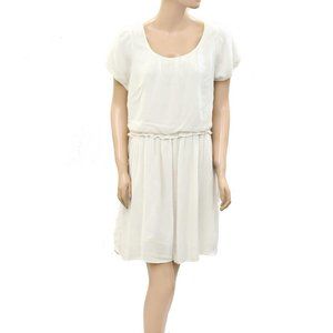 Free People Cream Scoop Neck Short Sleeve Mini Dress